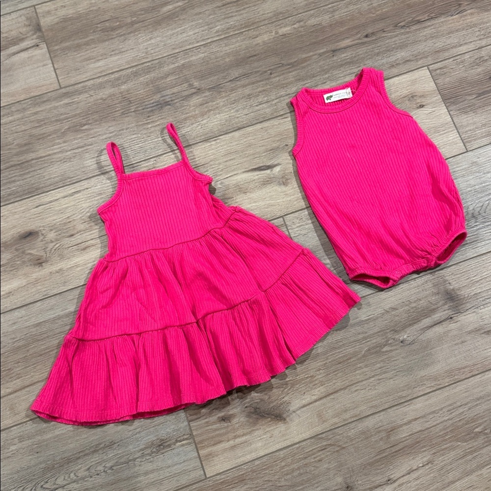 monica + andy Bright Pink Ribbed Spaghetti Strap Dress - 2T - Picture 7 of 7